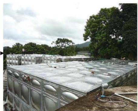 Sectional panel tank on a project site
